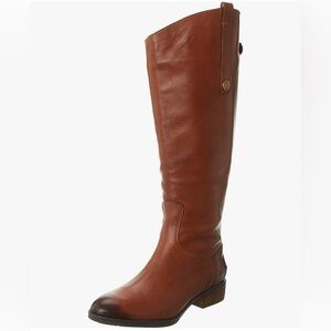 Sam Edelman Women's Penny Leather Riding Boot Whiskey Leather Wide Calf